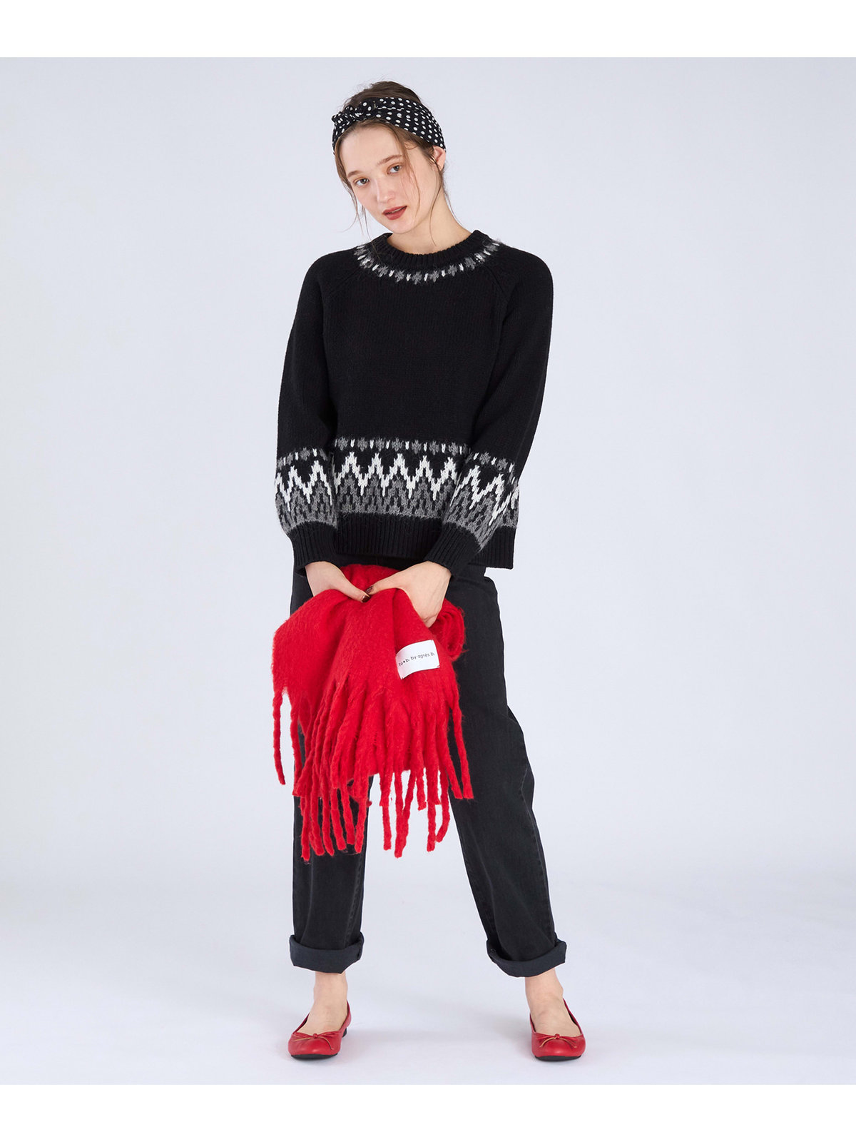 To b. by agnès b. 【Outlet】ノルディック ニット プルオーバー ブラック