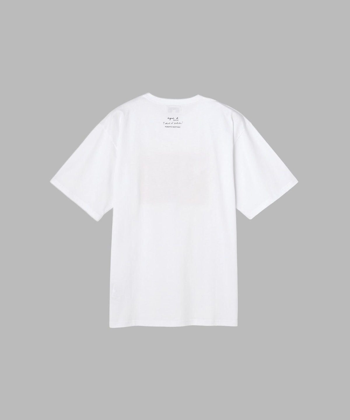 HOMME メンズ メンズ プリント コットン 半袖 アーティスト Tシャツ "Roberto Martinez" ホワイト