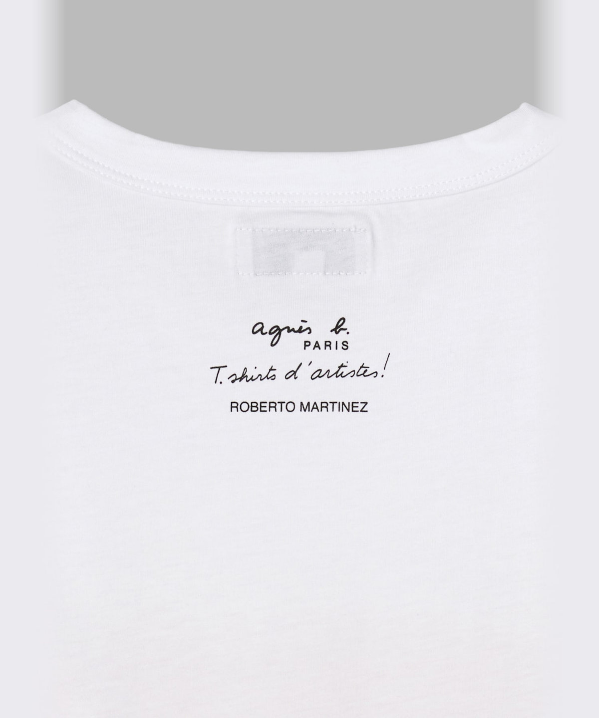 HOMME メンズ メンズ プリント コットン 半袖 アーティスト Tシャツ "Roberto Martinez" ホワイト