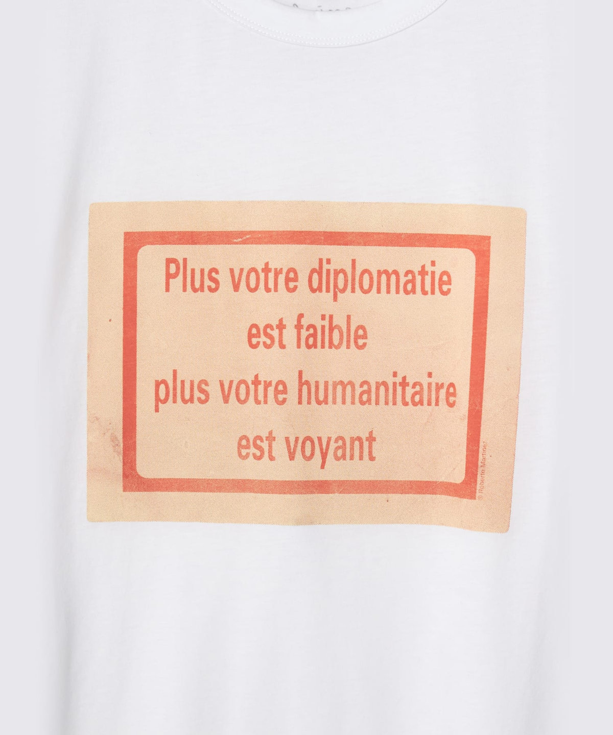 HOMME メンズ メンズ プリント コットン 半袖 アーティスト Tシャツ "Roberto Martinez" ホワイト