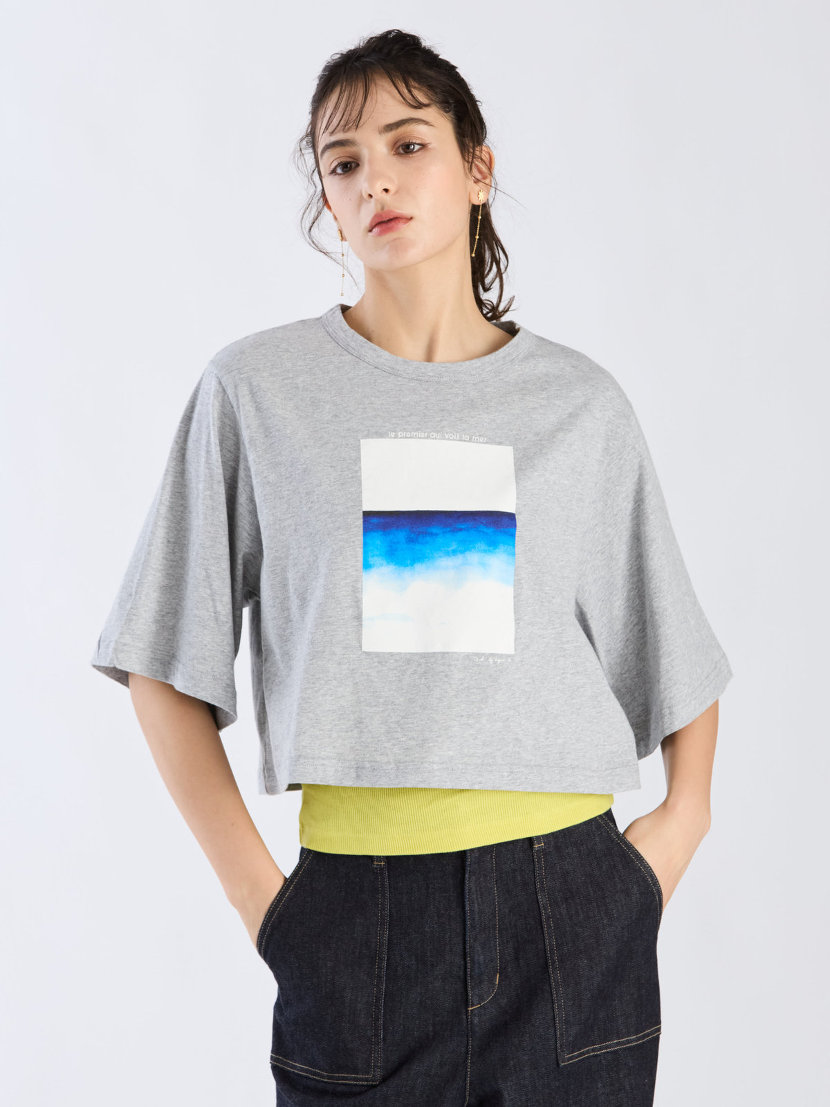 To b. by agnès b. 【Outlet】シープリントTシャツ グレー