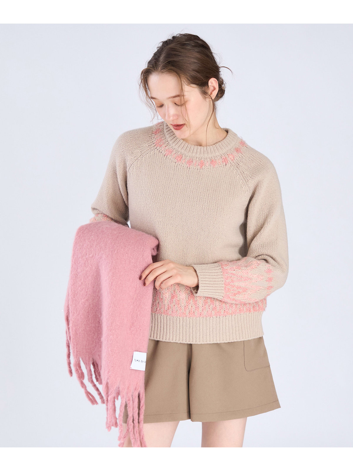 To b. by agnès b. 【Outlet】ノルディック ニット プルオーバー ベージュ