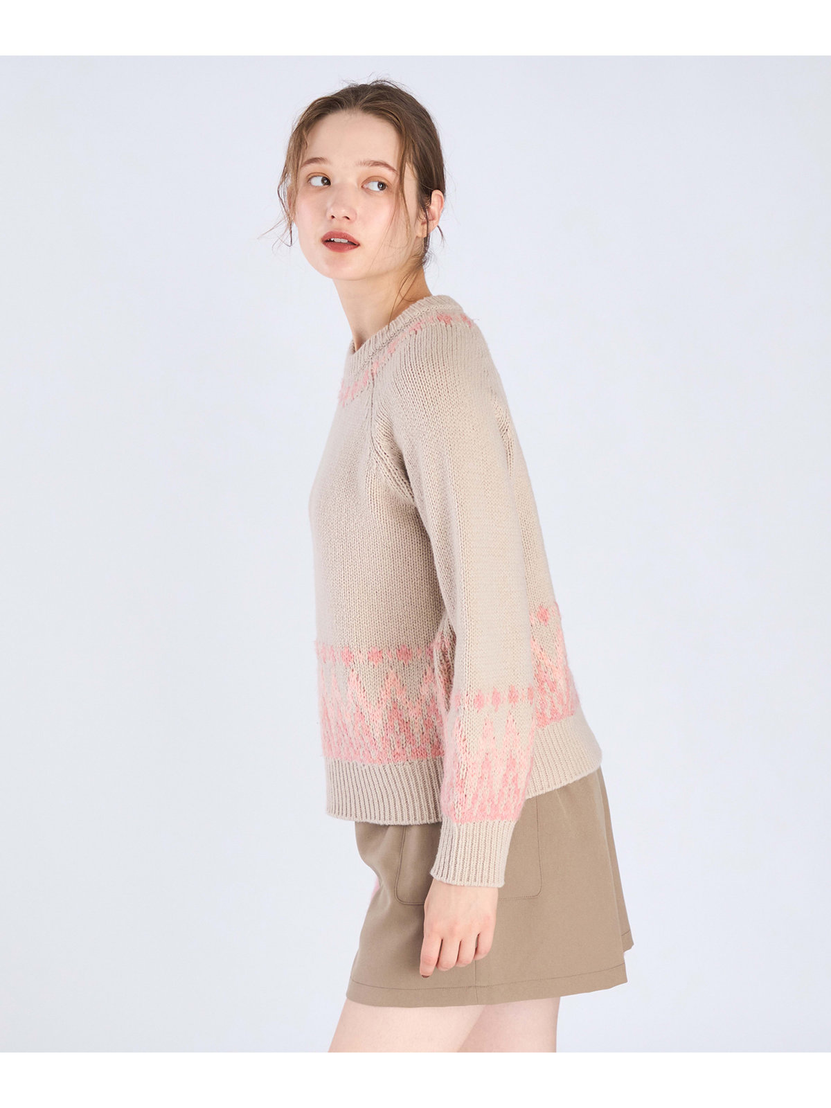 To b. by agnès b. 【Outlet】ノルディック ニット プルオーバー ベージュ