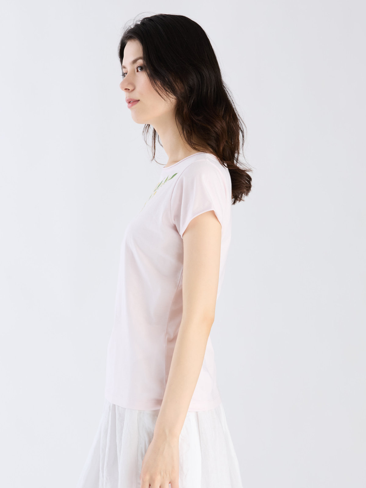 FEMME ウィメンズ コットン プリント 半袖 アーティスト Tシャツ "MAZASI" ピンク系その他