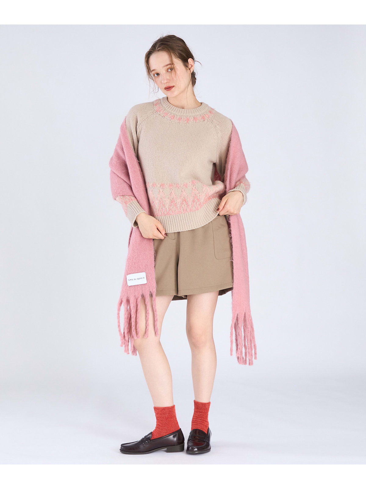 To b. by agnès b. 【Outlet】ノルディック ニット プルオーバー ベージュ