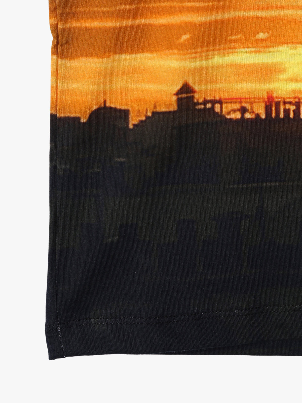 ENFANT ユニセックス キッズ フォトプリント コットン 長袖 Tシャツ "Tour Eiffel, ciel orange" マルチ