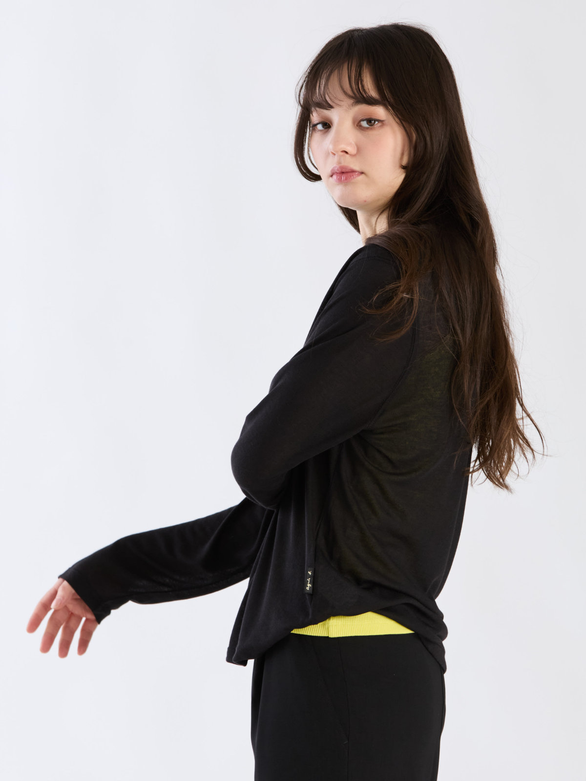 To b. by agnès b. 【Outlet】シアーボーイズロングTシャツ ブラック