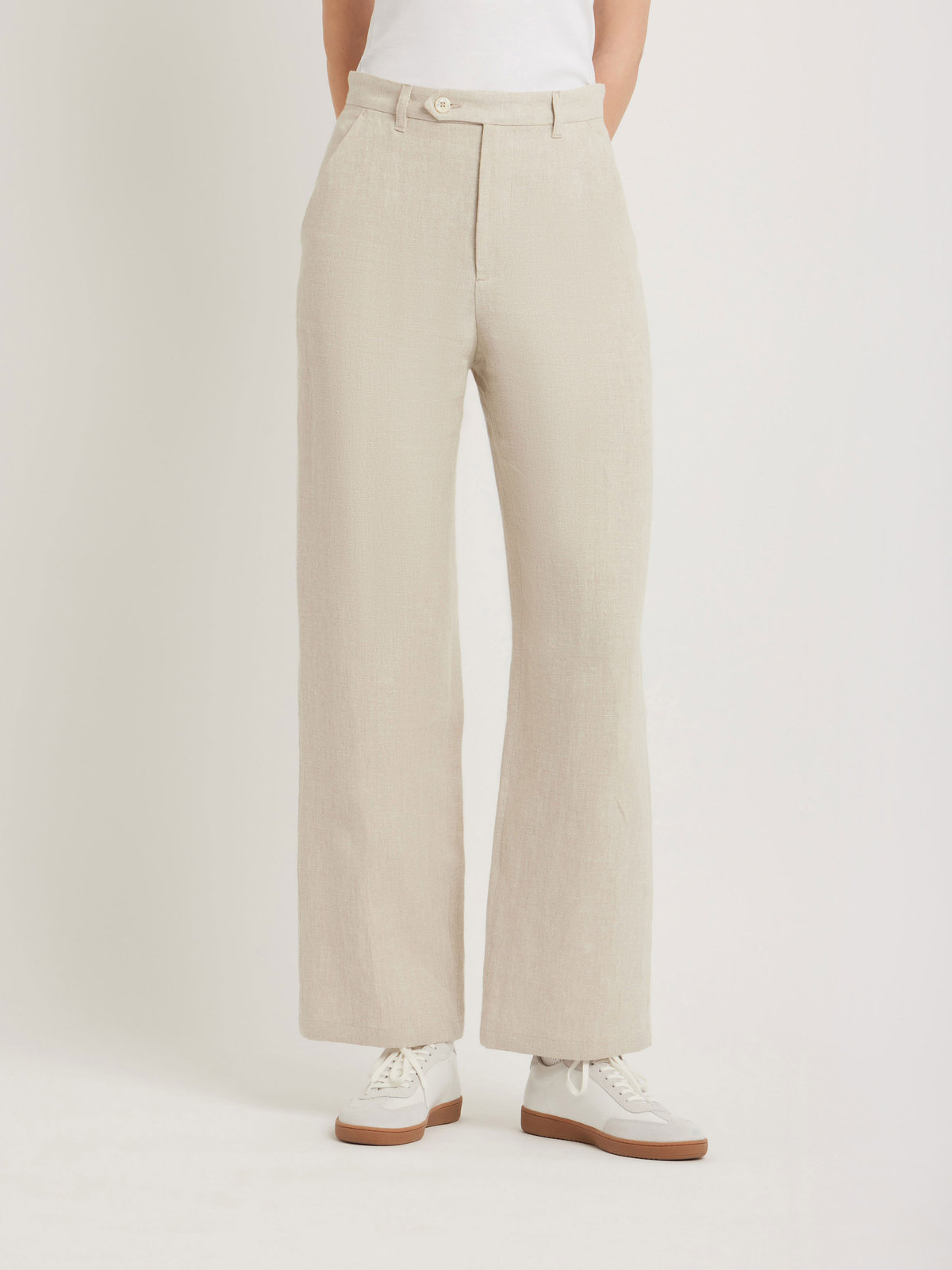FEMME ウィメンズ リネン ストレートパンツ "Boy" ベージュ