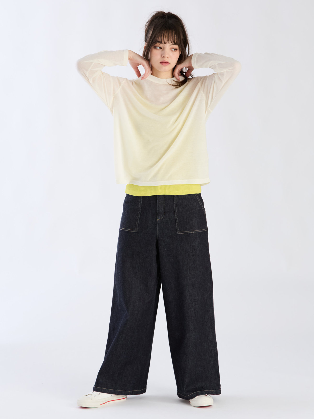 To b. by agnès b. 【Outlet】シアーボーイズロングTシャツ ホワイト