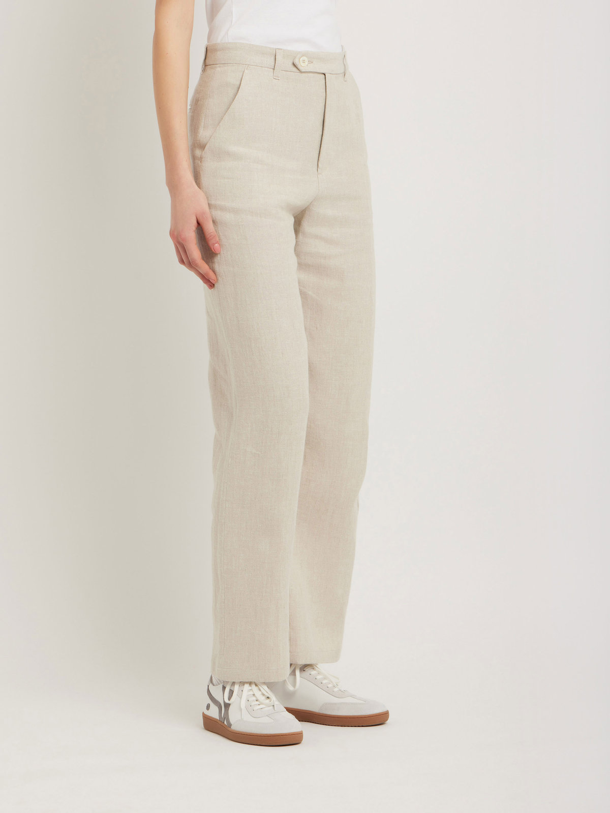 FEMME ウィメンズ リネン ストレートパンツ "Boy" ベージュ