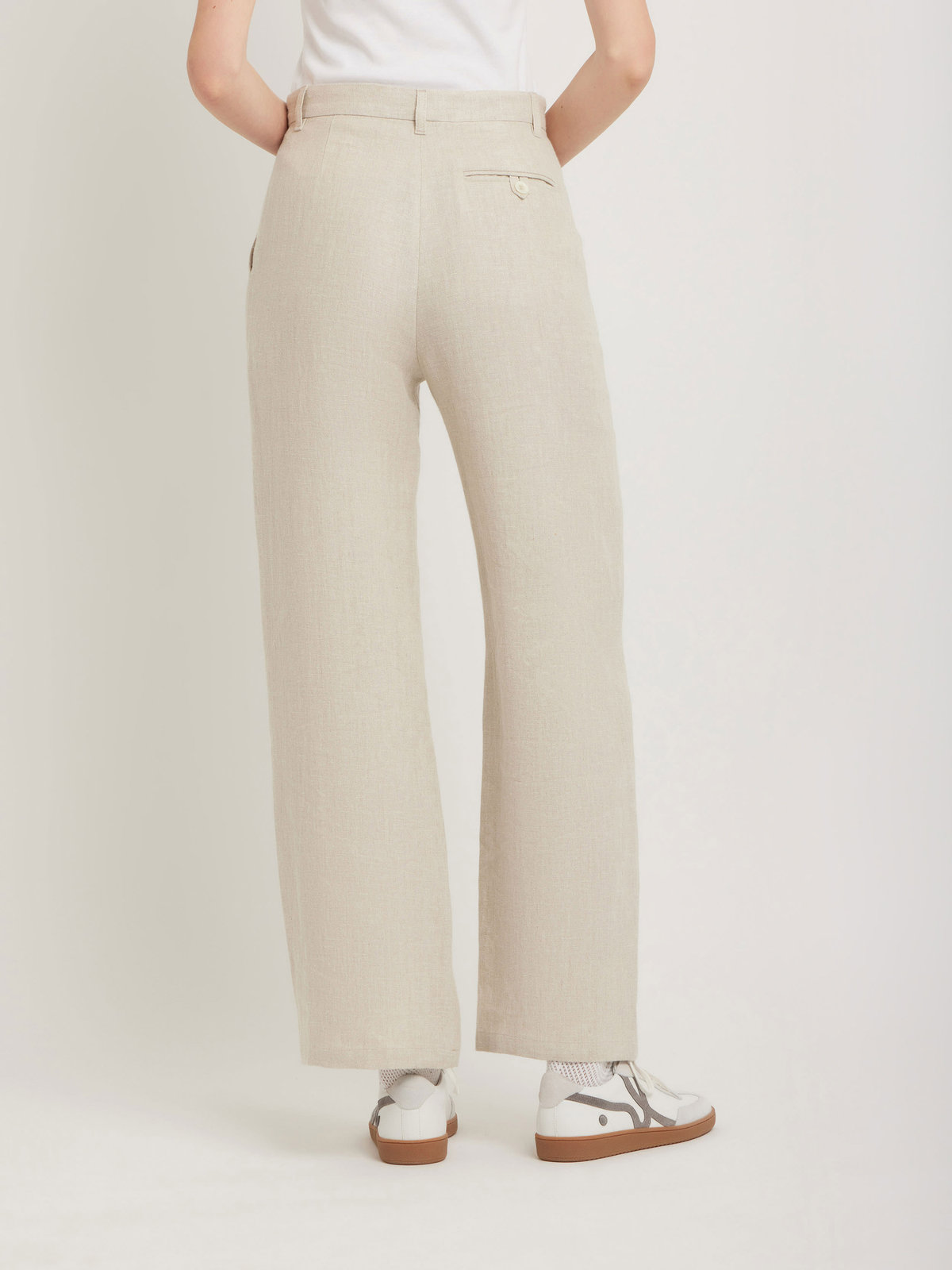 FEMME ウィメンズ リネン ストレートパンツ "Boy" ベージュ