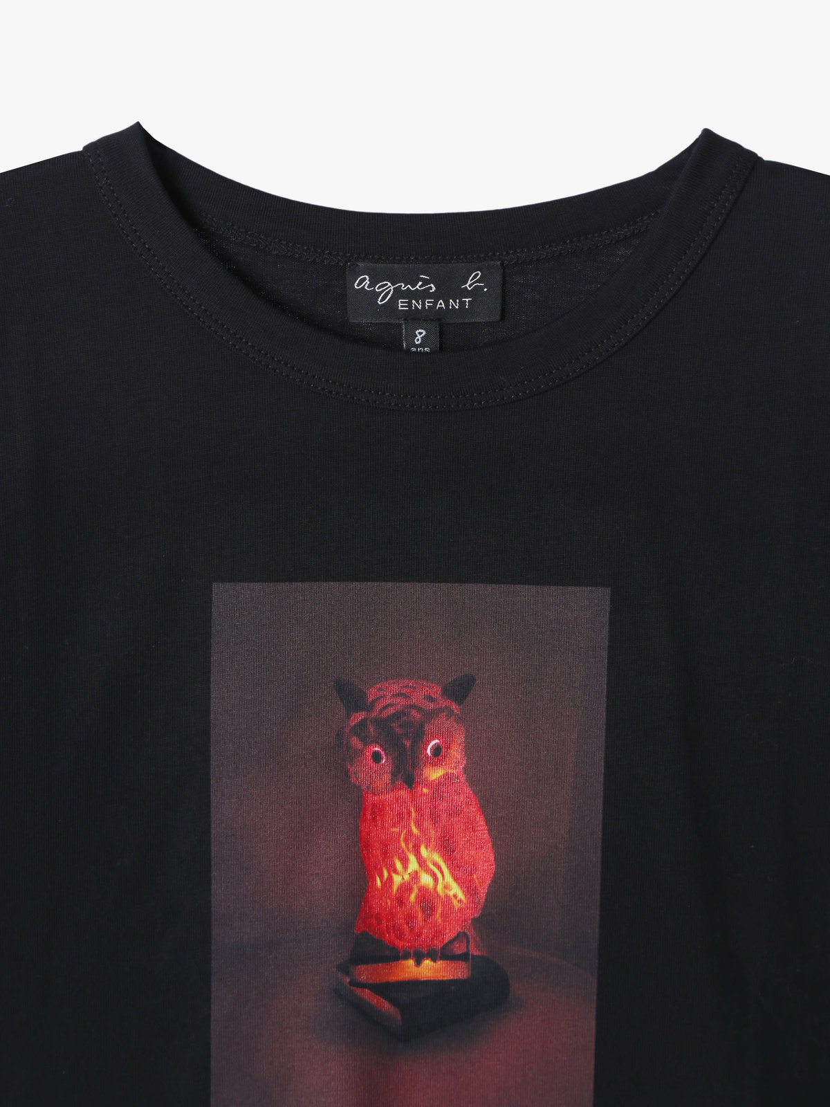 ENFANT ユニセックス キッズ プリント コットン 長袖 Tシャツ "C'est chouette" ブラック