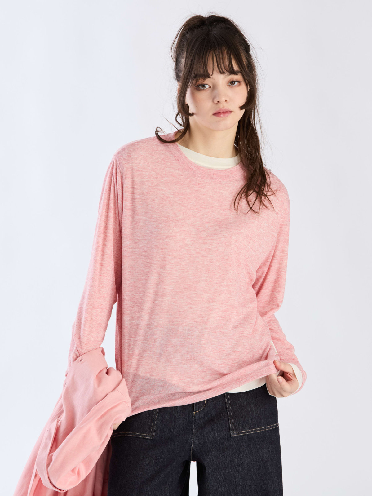 To b. by agnès b. 【Outlet】シアーボーイズロングTシャツ ピンク