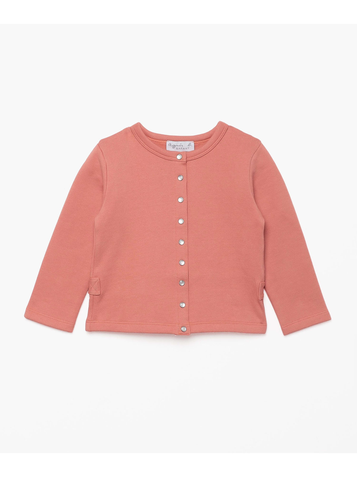 ENFANT ユニセックス キッズ コットン メルトン 長袖 カーディガンプレッション ピンク