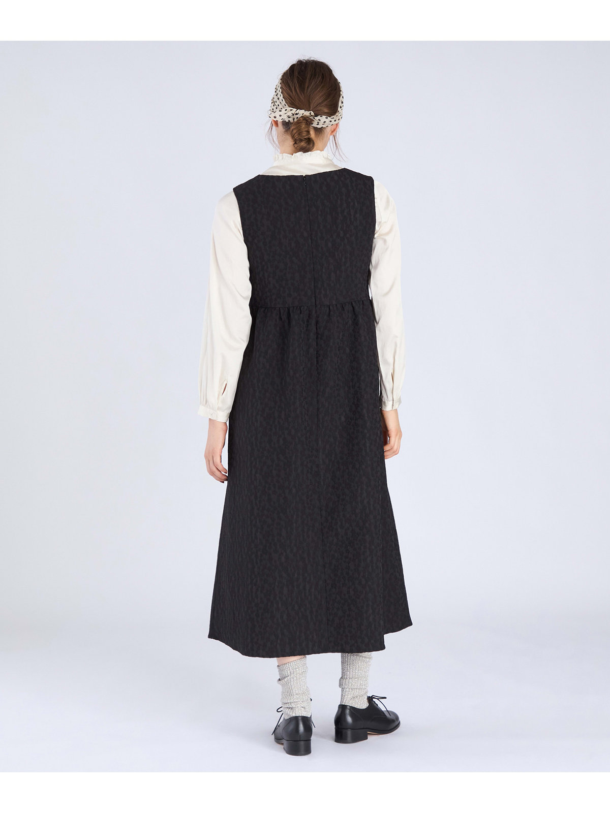 To b. by agnès b. 【Outlet】フラワージャカード ロング ワンピース ブラック