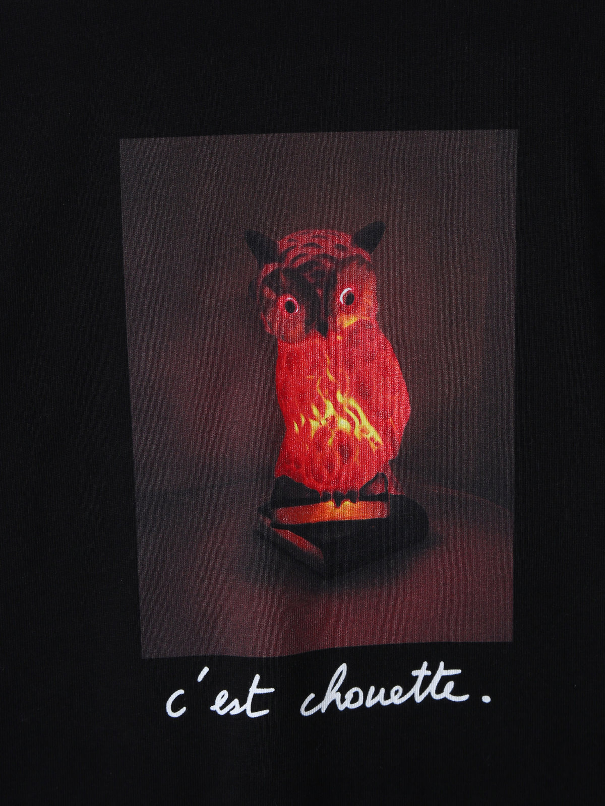 ENFANT ユニセックス キッズ プリント コットン 長袖 Tシャツ "C'est chouette" ブラック
