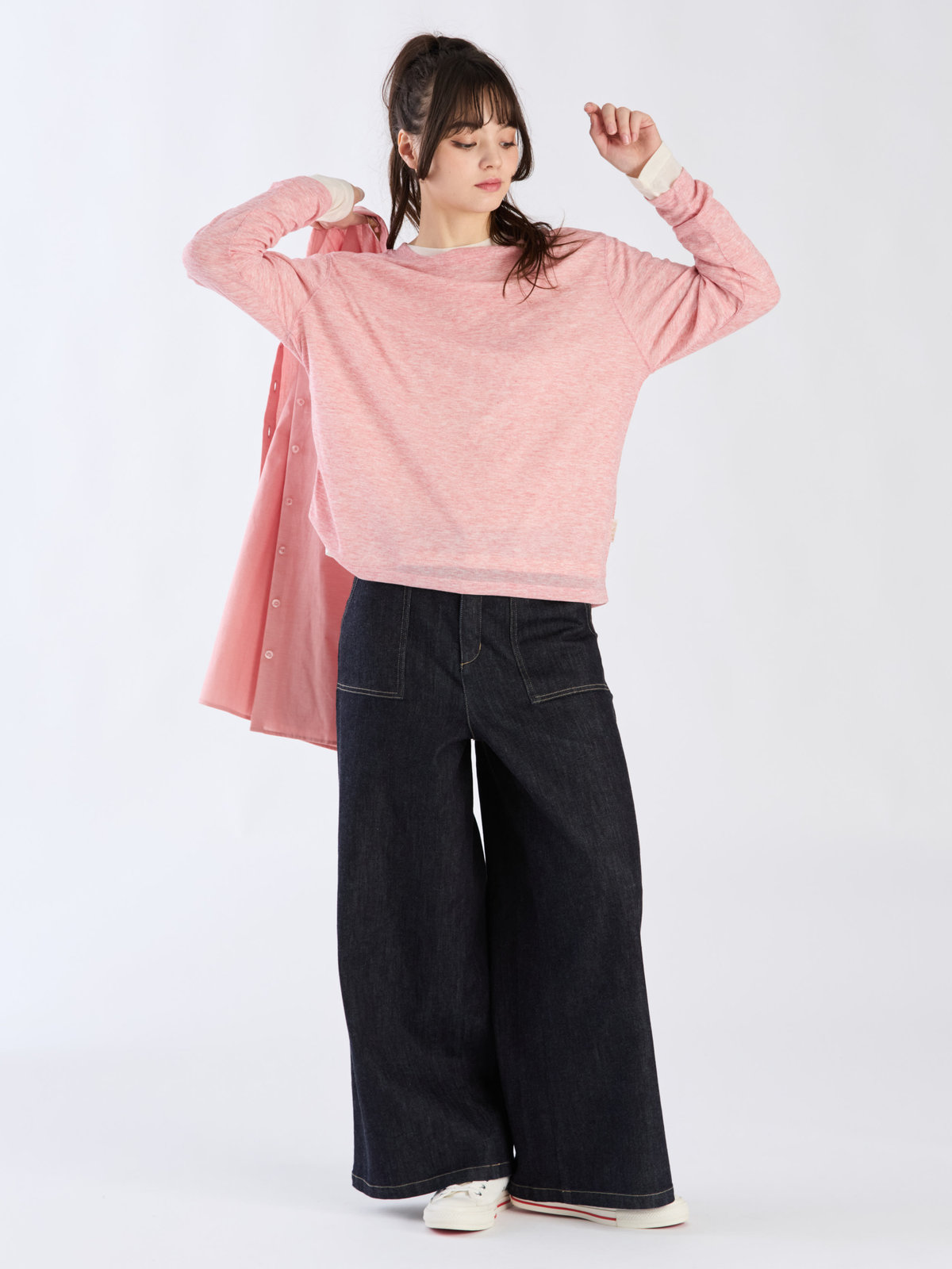 To b. by agnès b. 【Outlet】シアーボーイズロングTシャツ ピンク