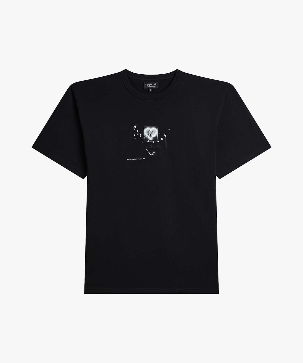 HOMME メンズ メンズ プリント コットン 半袖 アーティスト Tシャツ "Roberto Martinez" ブラック