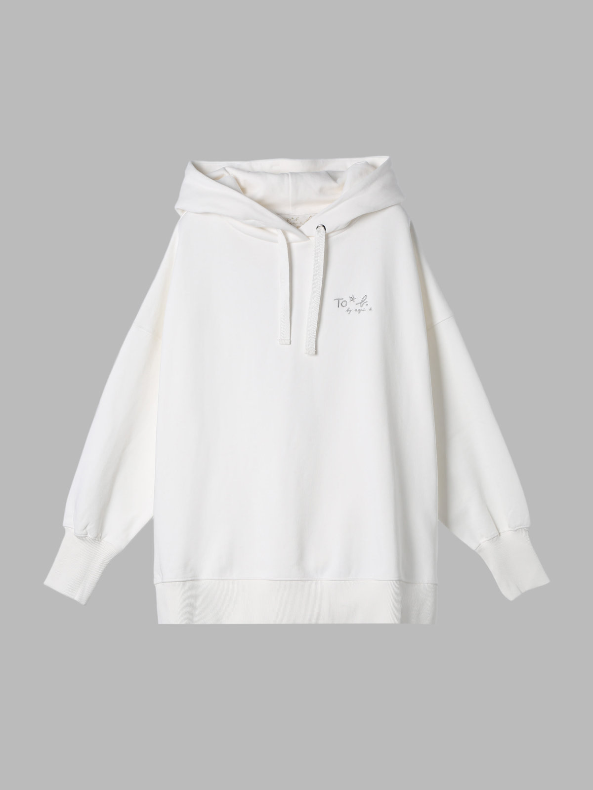 To b. by agnès b. EMBROIDERY LOGO HOODIE ホワイト