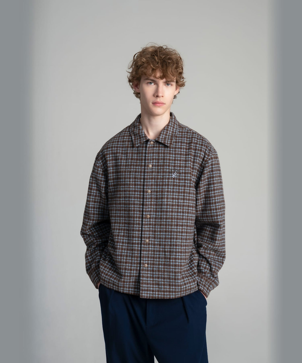 HOMME メンズ SPORT b. メンズ 長袖 フランネルシャツジャケット ベージュ