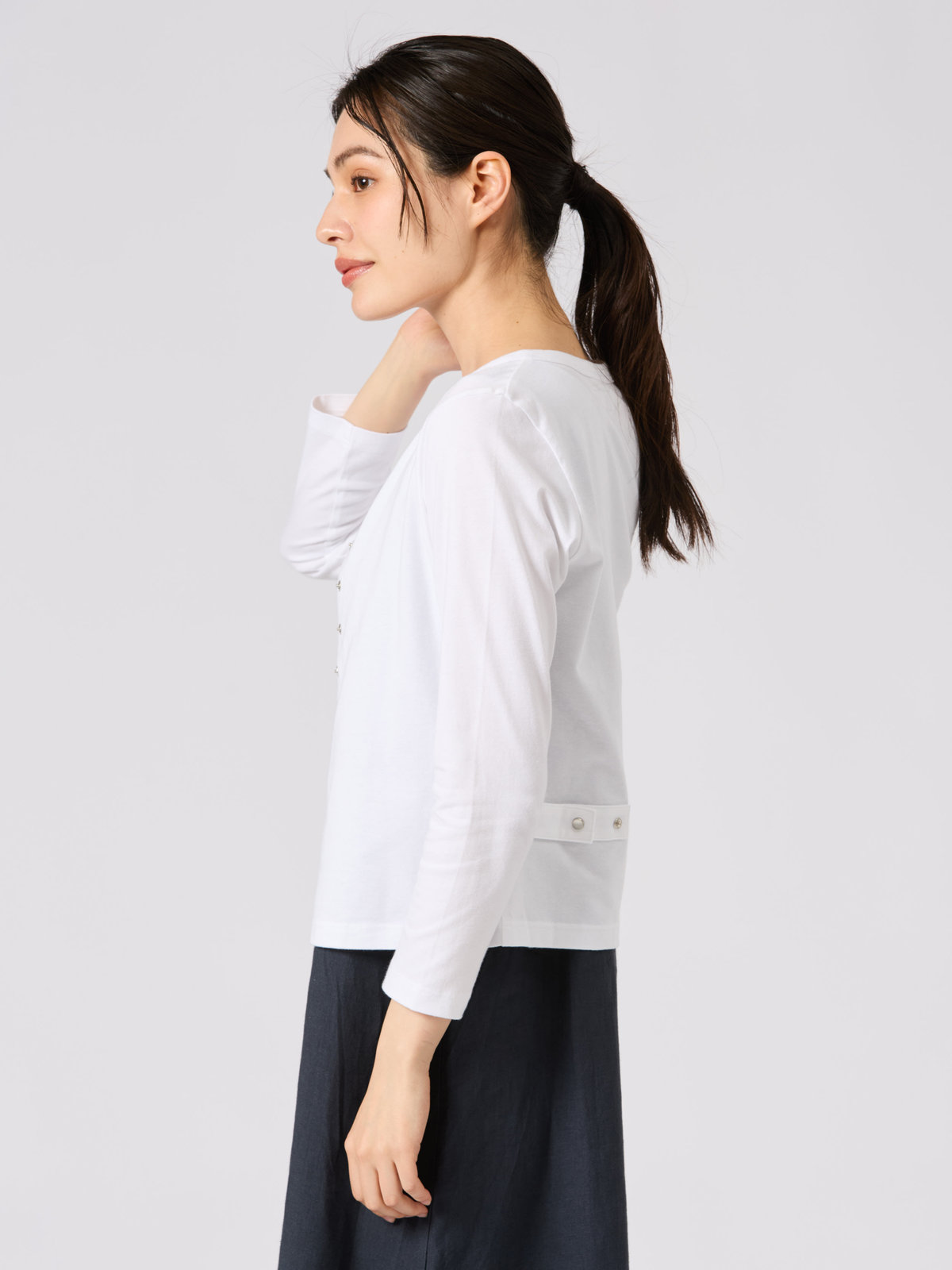 FEMME ウィメンズ コットン 長袖 カーディガンプレッション ”Le Petit” ホワイト