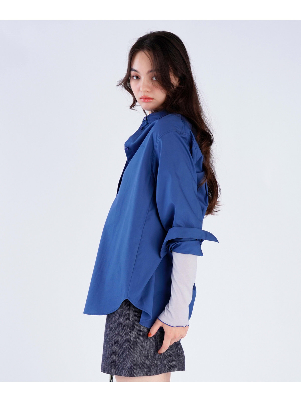 To b. by agnès b. 【Outlet】コットン ロングスリーブ シャツ ブルー