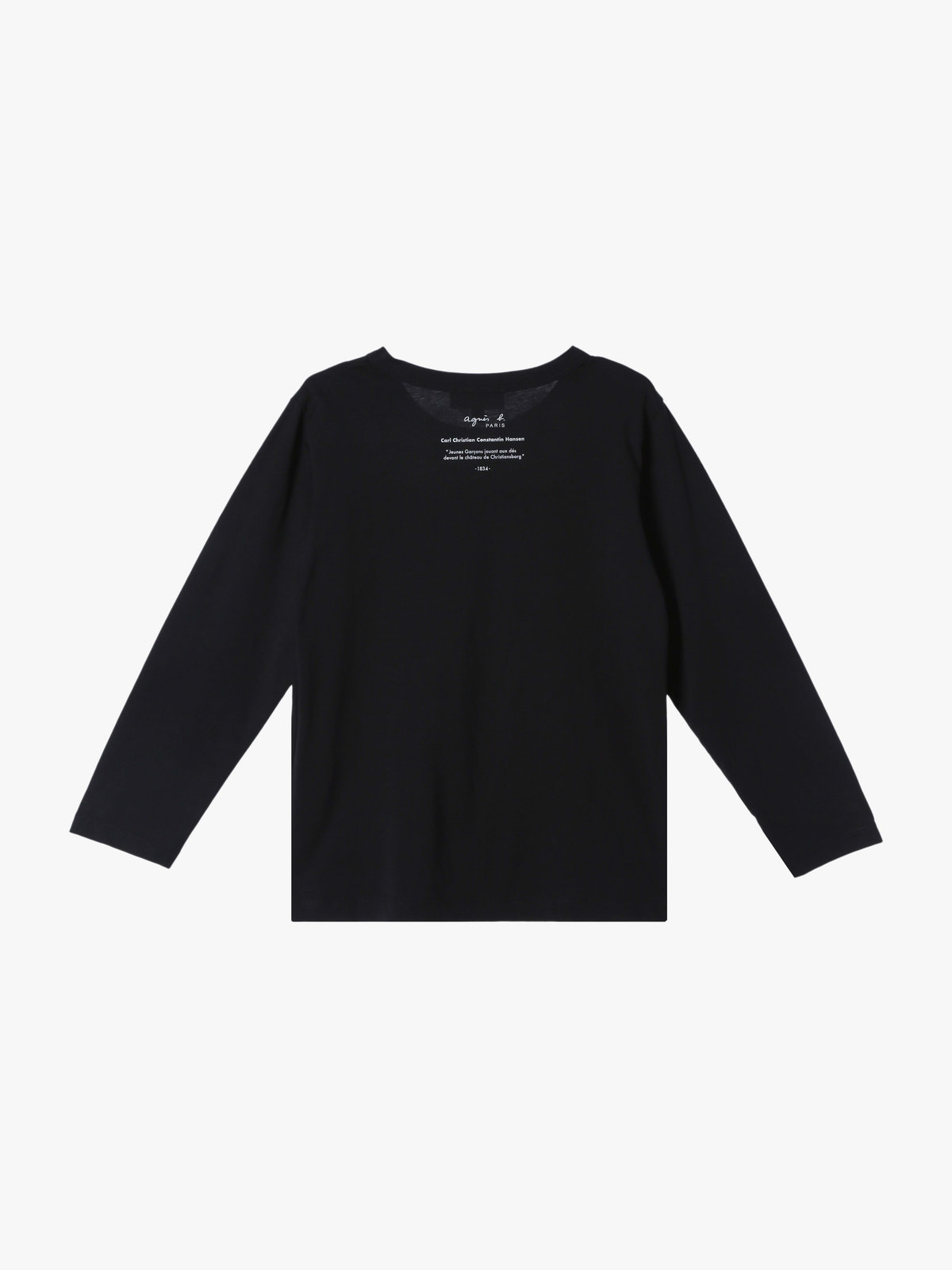 ENFANT ユニセックス キッズ プリント コットン 長袖 Tシャツ "Jeunes garcons" ブラック