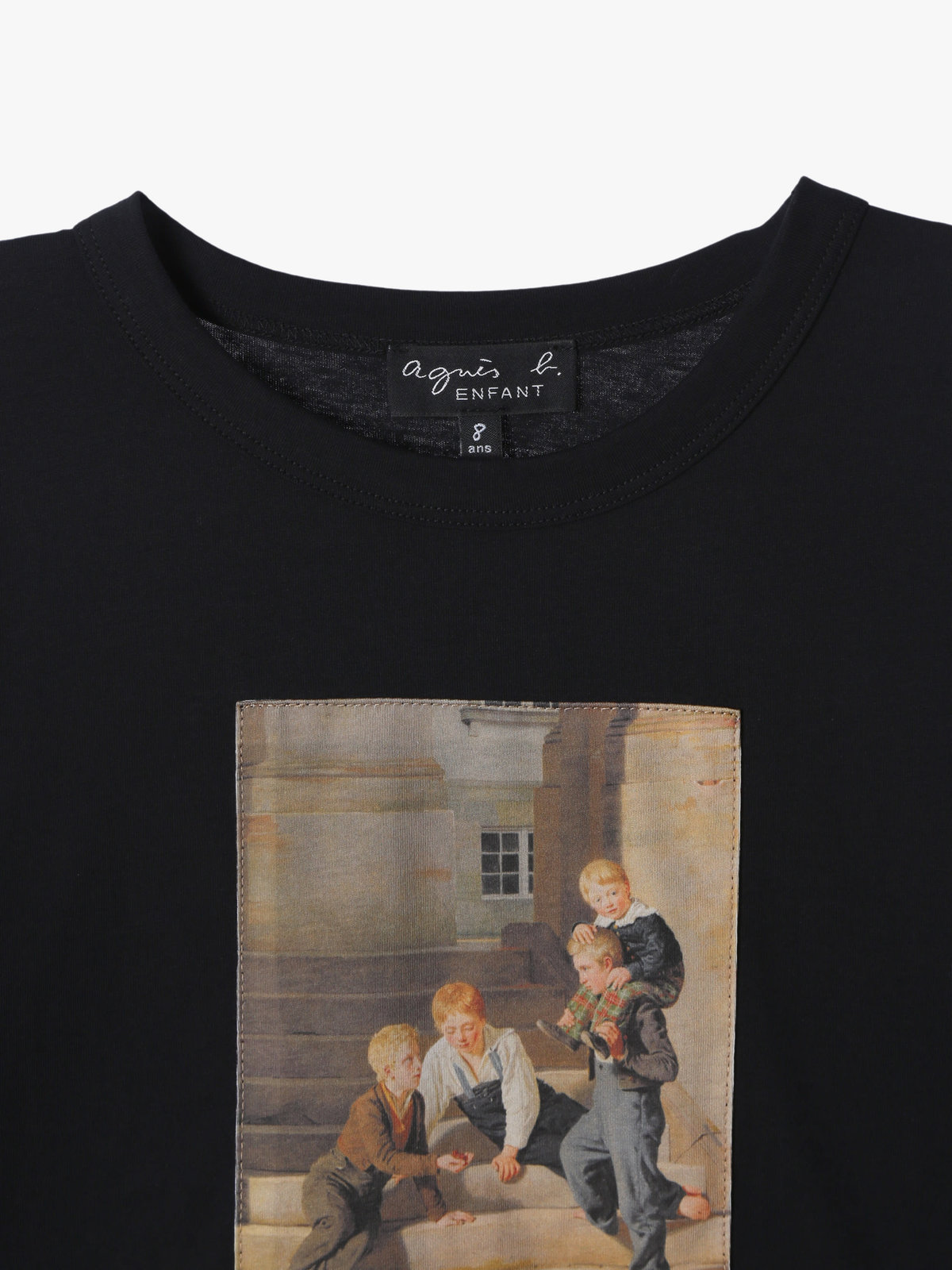 ENFANT ユニセックス キッズ プリント コットン 長袖 Tシャツ "Jeunes garcons" ブラック