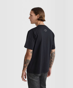 HOMME メンズ メンズ プリント コットン 半袖 アーティスト Tシャツ "Jen Cri" ブラック