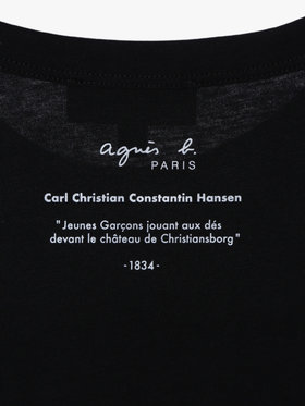 ENFANT ユニセックス キッズ プリント コットン 長袖 Tシャツ "Jeunes garcons" ブラック