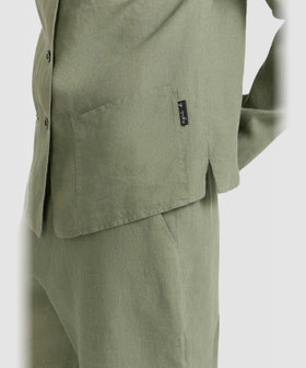 FEMME ウィメンズ リネン 長袖 シャツ "Perine" カーキ