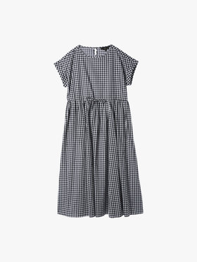 To b. by agnès b. ギンガムチェック コットン ロング ワンピース ホワイト×ブラック