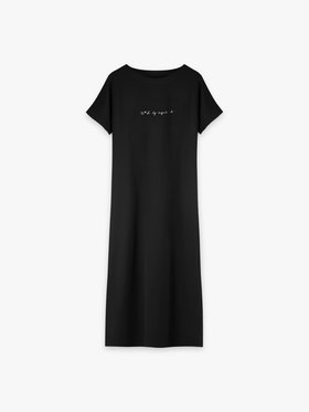 To b. by agnès b. 【Outlet】ロゴ プリント 半袖 Tシャツ ワンピース ホワイト×ブラック