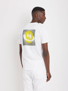 HOMME メンズ メンズ オーガニックコットン プリント 半袖 アーティスト Tシャツ ”KATSU” ホワイト