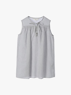 To b. by agnès b. 【Outlet】ストライプ コットンボイル ノースリーブ ブラウス ブラック