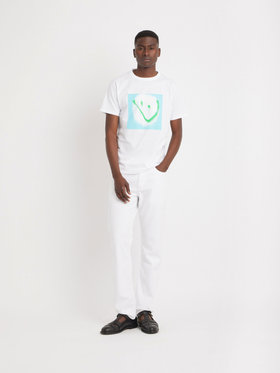 HOMME メンズ メンズ オーガニックコットン プリント 半袖 アーティスト Tシャツ ”KATSU” ホワイト