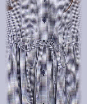 To b. by agnès b. ギンガムチェック コットン フリル ワンピース ネイビー