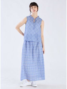 To b. by agnès b. 【Outlet】【セットアップ対応商品】ギンガムロングスカート ブルー