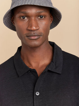 HOMME メンズ メンズ リネン ジャージー 半袖 シャツ "Maui" ブラック