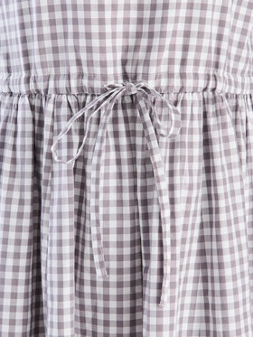 To b. by agnès b. ギンガムチェック コットン ロング ワンピース グレー×ホワイト