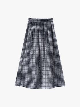 To b. by agnès b. 【Outlet】【セットアップ対応商品】ギンガムロングスカート ネイビー