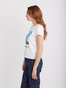 FEMME ウィメンズ コットン プリント 半袖 アーティスト Tシャツ ”Francois Prost” ホワイト