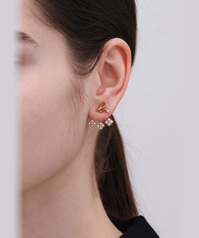 FEMME ウィメンズ b.ロゴ フラワーモチーフ パール ピアス "Double bloom" ゴールド