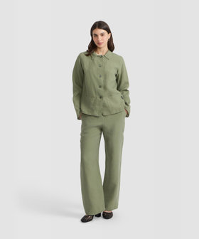 FEMME ウィメンズ リネン 長袖 シャツ "Perine" カーキ