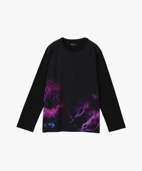 FEMME ウィメンズ フォトプリント コットン 長袖 Tシャツ ブラック