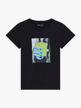 FEMME ウィメンズ オーガニックコットン フォトプリント 半袖 Tシャツ ブラック