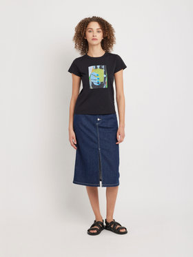 FEMME ウィメンズ オーガニックコットン フォトプリント 半袖 Tシャツ ブラック