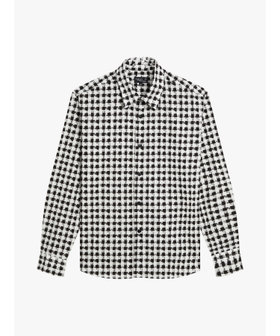 HOMME メンズ メンズ チェックプリント コットン 長袖 シャツ "Andy" ブラック