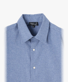 HOMME メンズ メンズ "b."ロゴ スナップボタン コットン 長袖 シャツ "Thomas" グレー系その他