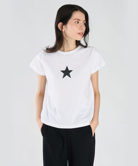 FEMME ウィメンズ アイコニック プリント コットン 半袖 Tシャツ "Etoile" ホワイト